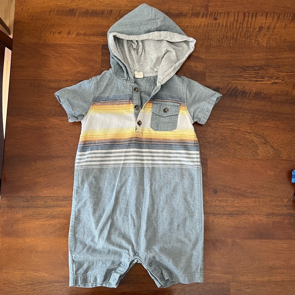 Tucker + Tate Baby Romper Gray and Stripes, 24 Months